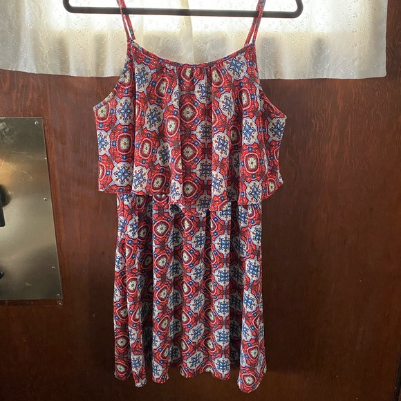 Xhilaration orange red multi color cami dress sz L - Picture 1 of 5